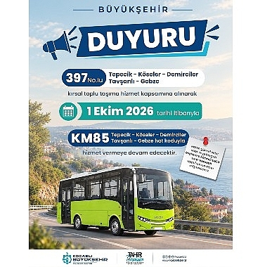 397 No’lu hat KM85 olarak sefer yapacak